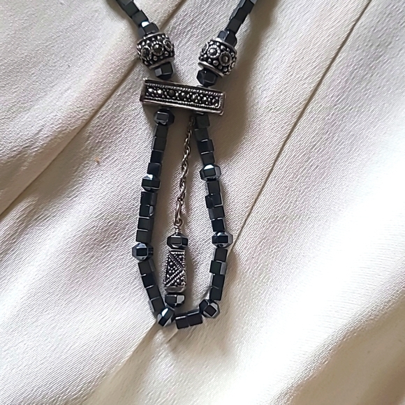 925 Silver HEMATITE, MARCASITE NECKLACE - Picture 3 of 6